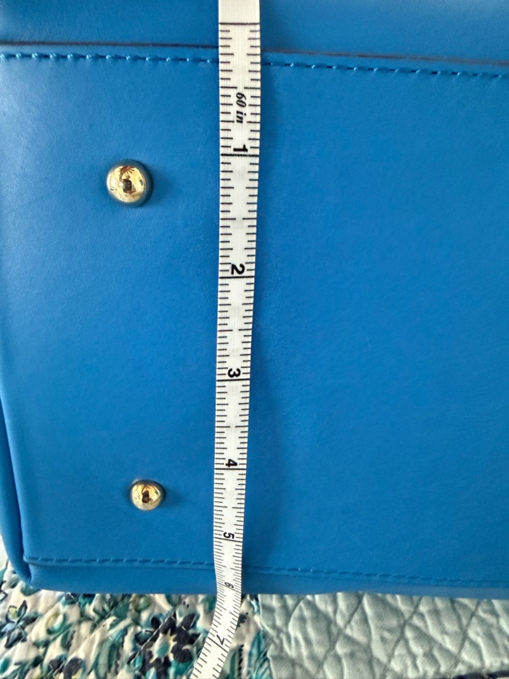 Dooney & Bourke Blue Leather Tote with Brown Trim - Picture 12 of 16